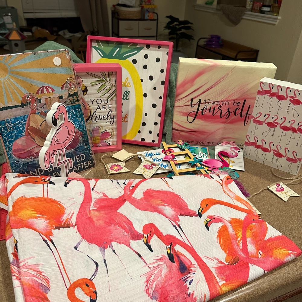 Flamingo Print shower curtain and Decor Set